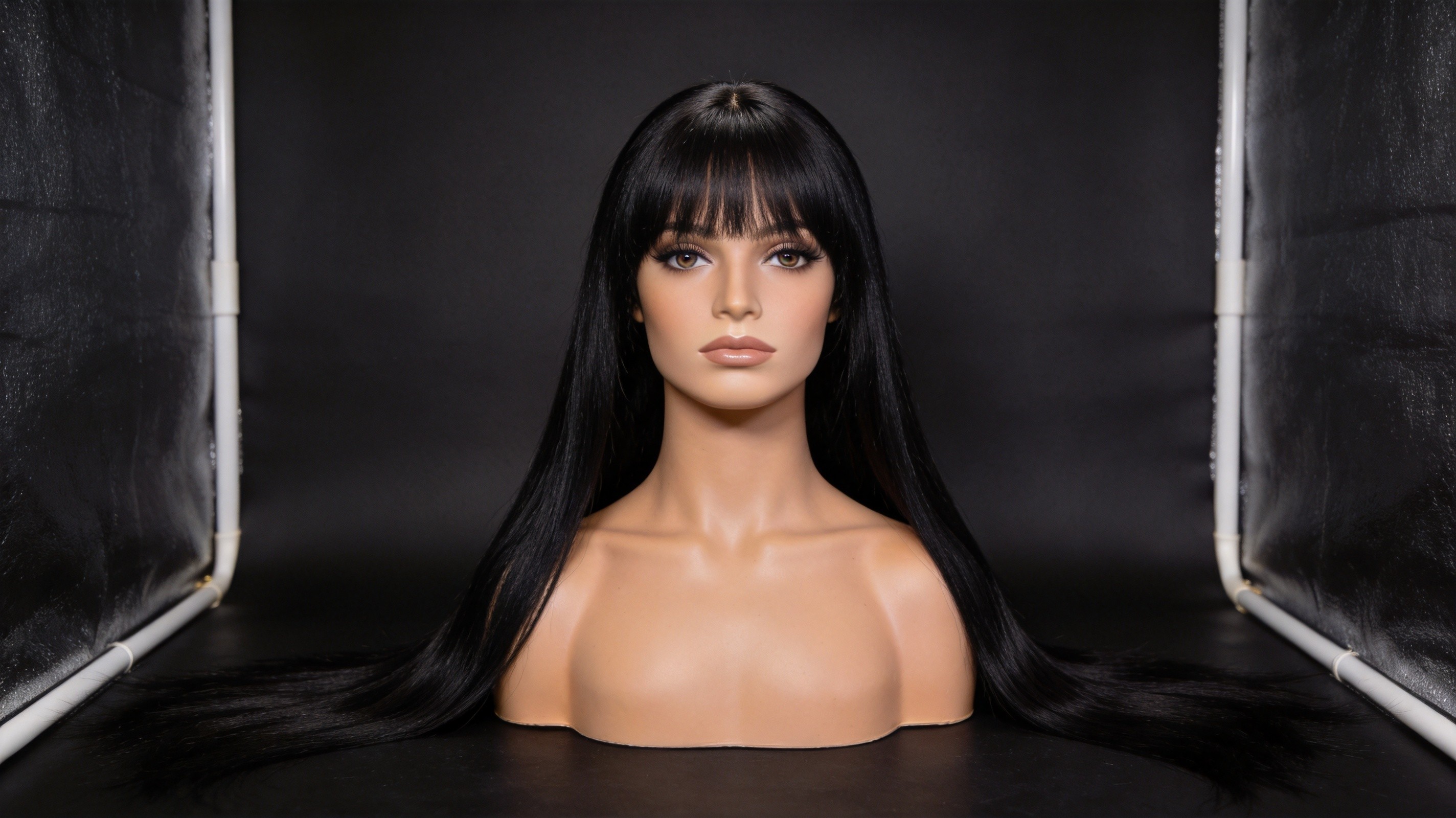 Human hair wig from the Wigiva factory product line, shown on a mannequin head